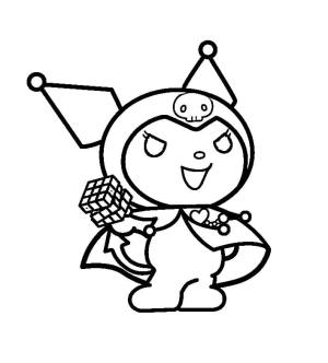 Kuromi boyama sayfası,  coloring page, Kuromi ve Rubik Küpü, 