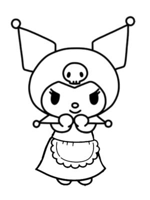 Kuromi boyama sayfası,  coloring page, Kuromi gülümsüyor, 