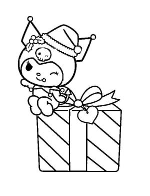 Kuromi boyama sayfası,  coloring page, Kuromi ve Noel Hediyesi, 