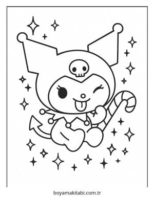 Kuromi boyama sayfası – PDF indir, sevimli karakter