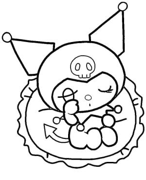 Kuromi boyama sayfası,  coloring page, Kuromi uykulu, 