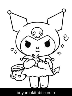 Kuromi boyama sayfası – basit çizim, kolay boyama