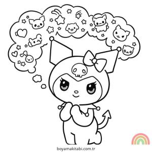 Kuromi boyama sayfası – PDF indir, sevimli karakter