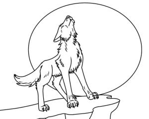 Kurt boyama sayfası, Wolf coloring page, Ay ile Uluyan Kurt, 