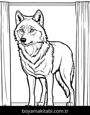 Kurt boyama sayfası, Wolf coloring page, karikatür, doğal, karakterli