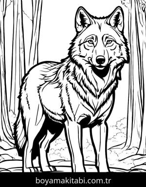 Kurt boyama sayfası, Wolf coloring page, doğal, eğlenceli, basit