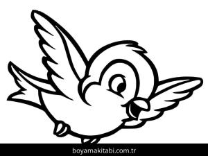 Kuş boyama sayfası – çizgi film temalı, basit çizim