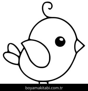 Kuş boyama sayfası – çizgi film temalı, basit çizim