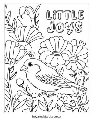 Kuş boyama sayfası – keyifli zaman, renkli çizimler