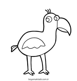 Kuş boyama sayfası – sevimli karakter, sanatsal çalışma