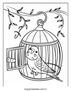 Kuş boyama sayfası – çocuklar için, çizgi film temalı