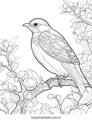 Kuş boyama sayfası – çocuklar için, çizgi film temalı