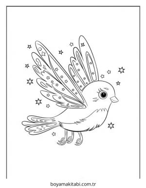 Kuş boyama sayfası – okul öncesi, evde etkinlik