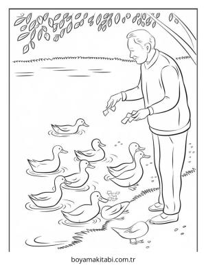 Kuş boyama sayfası – çizgi film temalı, basit çizim