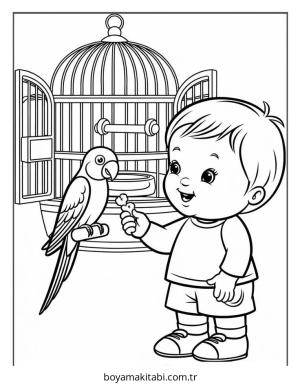 Kuş boyama sayfası – kolay boyama, eğitici aktivite