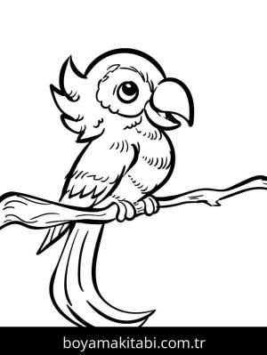 Kuş boyama sayfası – sevimli karakter, sanatsal çalışma
