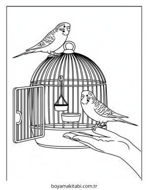 Kuş boyama sayfası – boyama çalışması, yaratıcılığı geliştirir