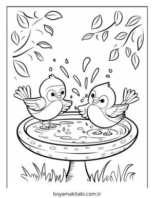Kuş boyama sayfası – çocuklar için, çizgi film temalı