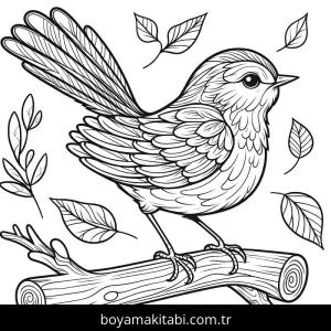Kuş boyama sayfası – çizgi film temalı, basit çizim