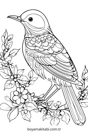 Kuş boyama sayfası – boyama etkinliği, çocuk aktivitesi