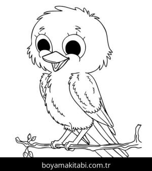 Kuş boyama sayfası – çocuk aktivitesi, PDF indir