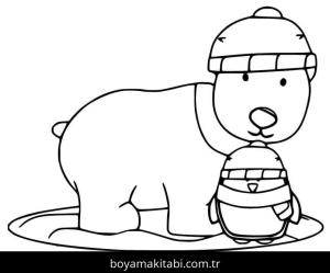 Kutup ayısı boyama sayfası – çizgi film temalı, basit çizim