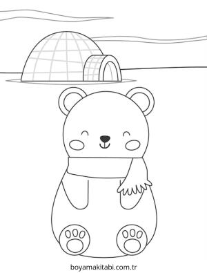 Kutup ayısı boyama sayfası – çocuklar için, çizgi film temalı