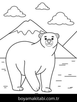 Kutup ayısı boyama sayfası – el becerilerini geliştirir, boyama çalışması