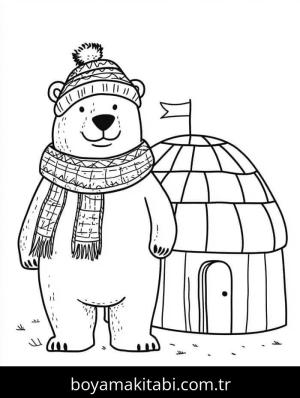 Kutup ayısı boyama sayfası – kolay boyama, eğitici aktivite