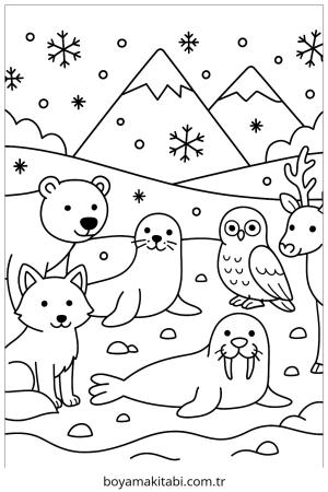 Kutup Hayvanları boyama sayfası – ücretsiz yazdır, boyama etkinliği
