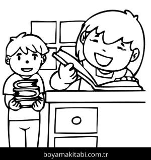 Kütüphane boyama sayfası – yaratıcılığı geliştirir, keyifli zaman