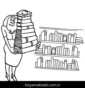 Kütüphane boyama sayfası – boyama etkinliği, çocuk aktivitesi