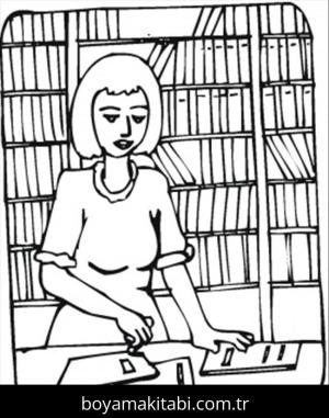 Kütüphane boyama sayfası – kolay boyama, eğitici aktivite