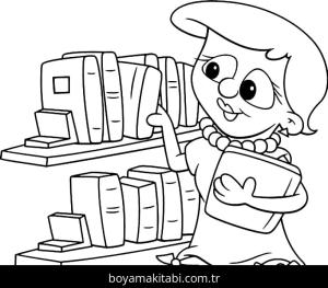 Kütüphane boyama sayfası – eğlenceli etkinlik, el becerilerini geliştirir