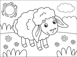 Kuzu boyama sayfası,  coloring page, Kuzu ve Çiçek, 