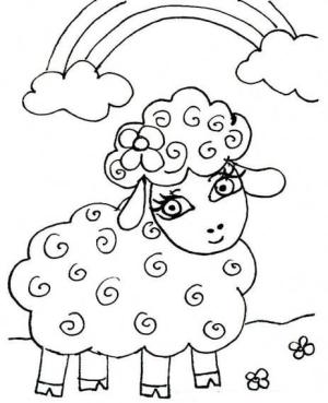 Kuzu boyama sayfası,  coloring page, Kuzu ve Gökkuşağı, 