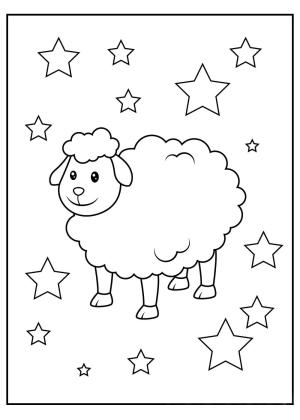 Kuzu boyama sayfası,  coloring page, Yıldızlı Kuzu, 