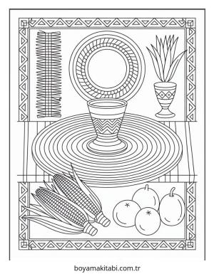 Kwanzaa boyama sayfası – kolay boyama, eğitici aktivite