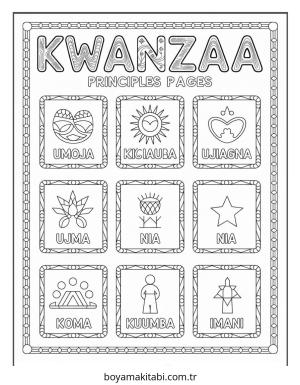 Kwanzaa boyama sayfası – boyama çalışması, yaratıcılığı geliştirir