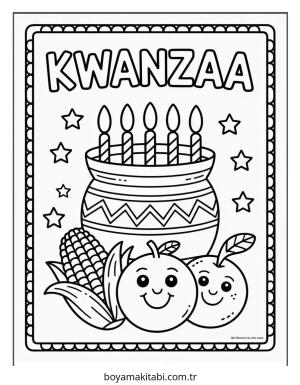 Kwanzaa boyama sayfası – sanatsal çalışma, çocuklar için