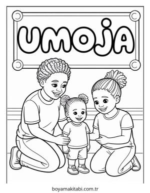Kwanzaa boyama sayfası – basit çizim, kolay boyama