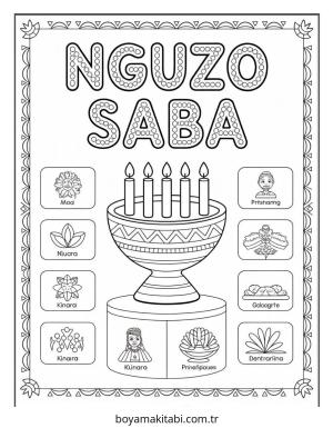 Kwanzaa boyama sayfası – PDF indir, sevimli karakter