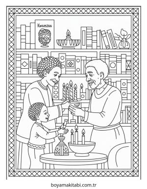 Kwanzaa boyama sayfası – eğlenceli etkinlik, el becerilerini geliştirir