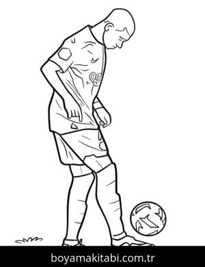 Kylian Mbappe boyama sayfası – kolay boyama, eğitici aktivite