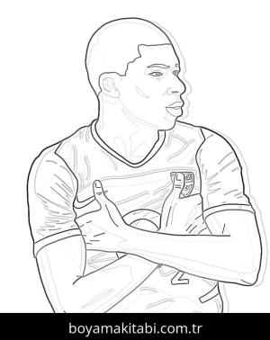 Kylian Mbappe boyama sayfası – basit çizim, kolay boyama