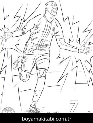 Kylian Mbappe boyama sayfası – çizgi film temalı, basit çizim