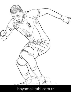 Kylian Mbappe boyama sayfası – renkli çizimler, okul öncesi