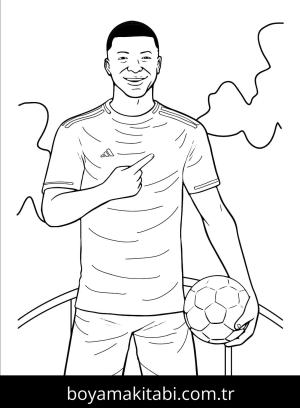 Kylian Mbappe boyama sayfası – sanatsal çalışma, çocuklar için