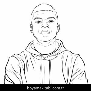 Kylian Mbappe boyama sayfası – okul öncesi, evde etkinlik