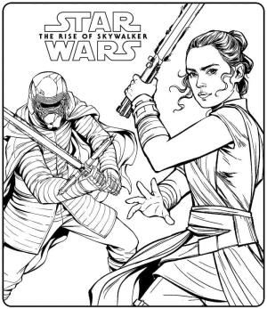 Kylo Ren boyama sayfası,  coloring page, Kylo Ren, Rey’le dövüşüyor, 